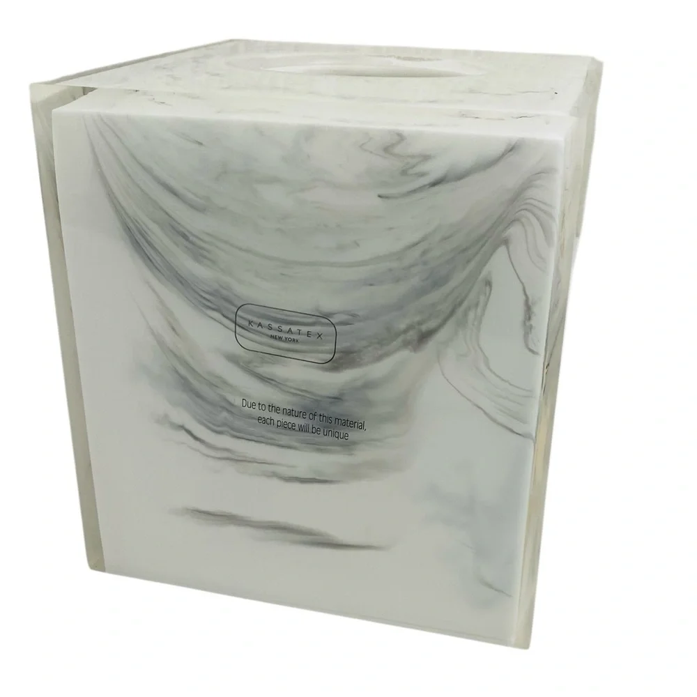 Kassatex Ducale Marble Resin Tissue Holder 5.33” x 5.33” x 5.71”